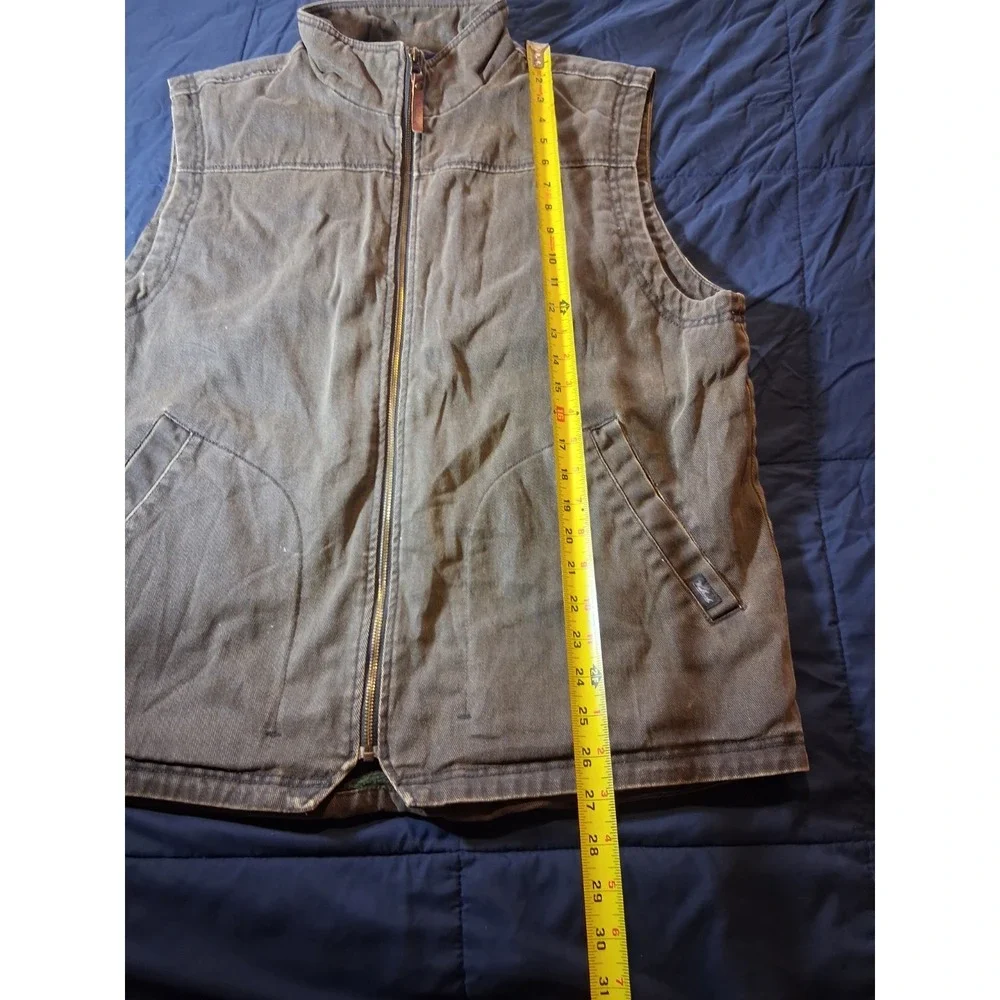 Vintage Woolrich Canvas Vest Brown Aztec Fleece‎ Blanket Lined Heavy Men's Large